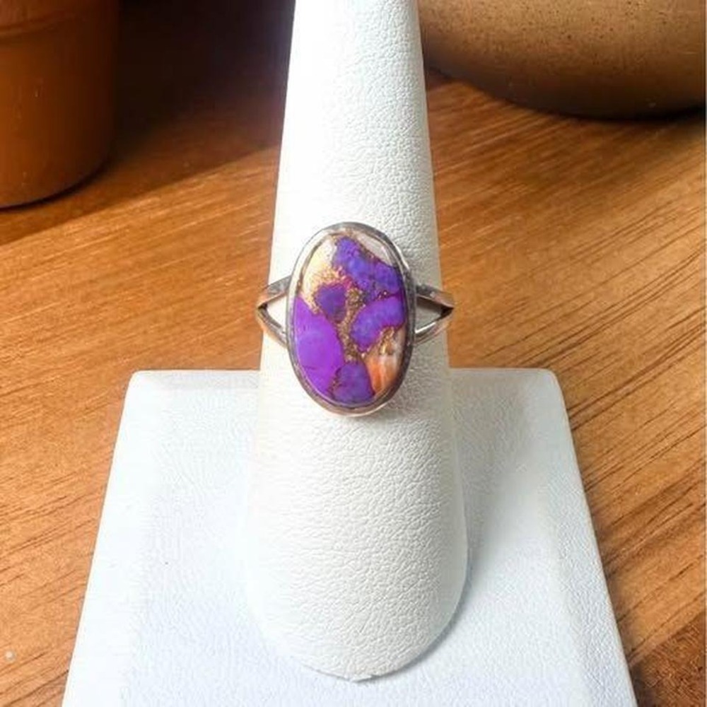 Spiny Oyster Turquoise Ring - Size 7.5 - .925 Sterling Silver